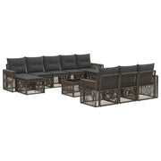 Set Divano da Giardino 11 pcs Grigio e Grigio Scuro polyrattan