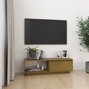 Mobile Porta TV Marrone Ambra 110x30x33,5 cm in Legno di Pino 809891