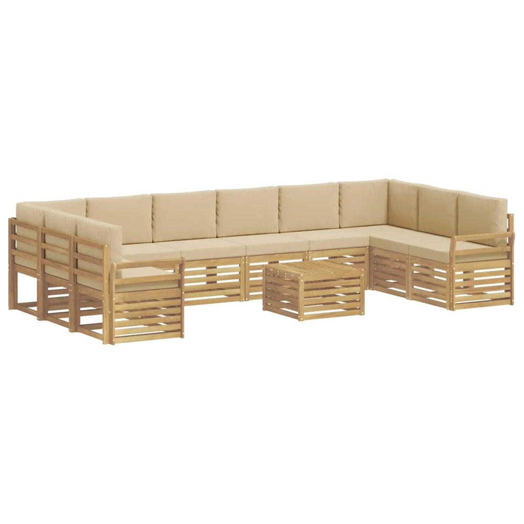 Set di divani da esterno 11 pcs Bianco e Beige 59 x 59 x 37 cm 3392628