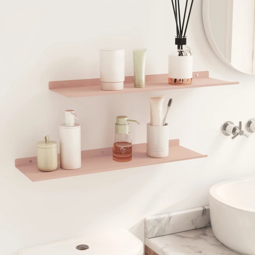 Mensola sospesa 2 pcs Rosa 60 x 18 x 2,5 cm Acciaio 8004022