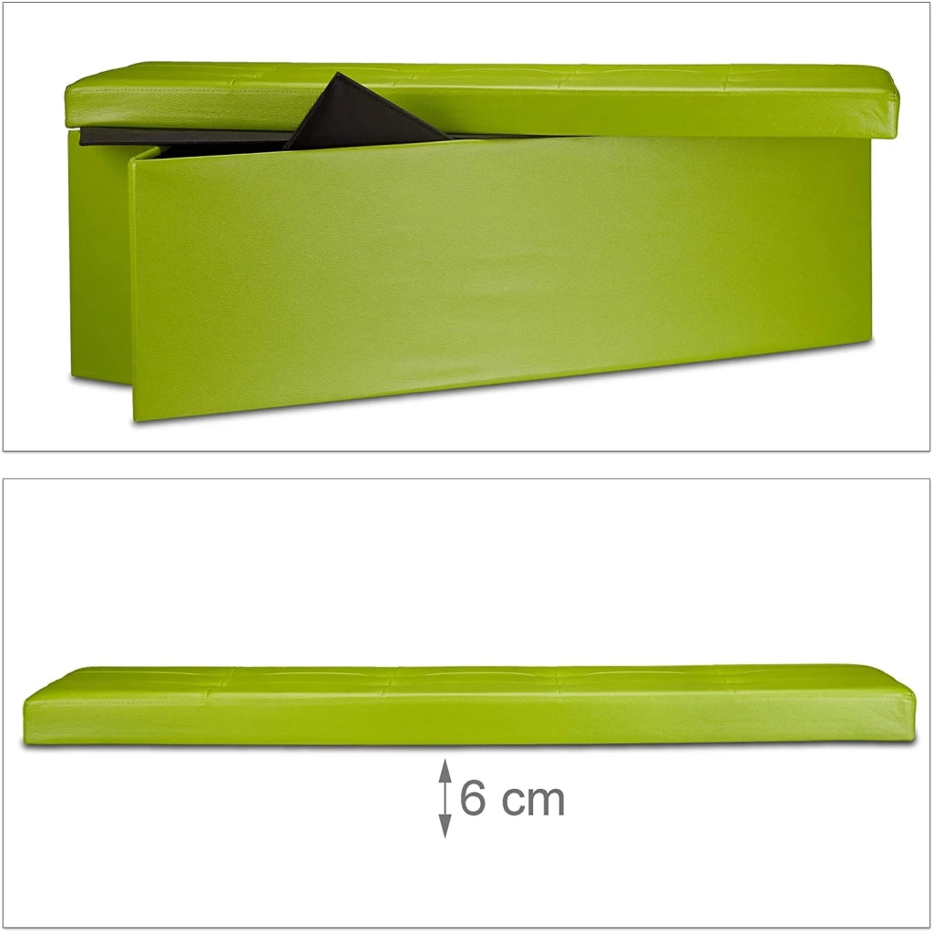 Sgabello pieghevole in materiale sintetico pouf contenitore pieghevole 114 cm verde 13_0002807_2