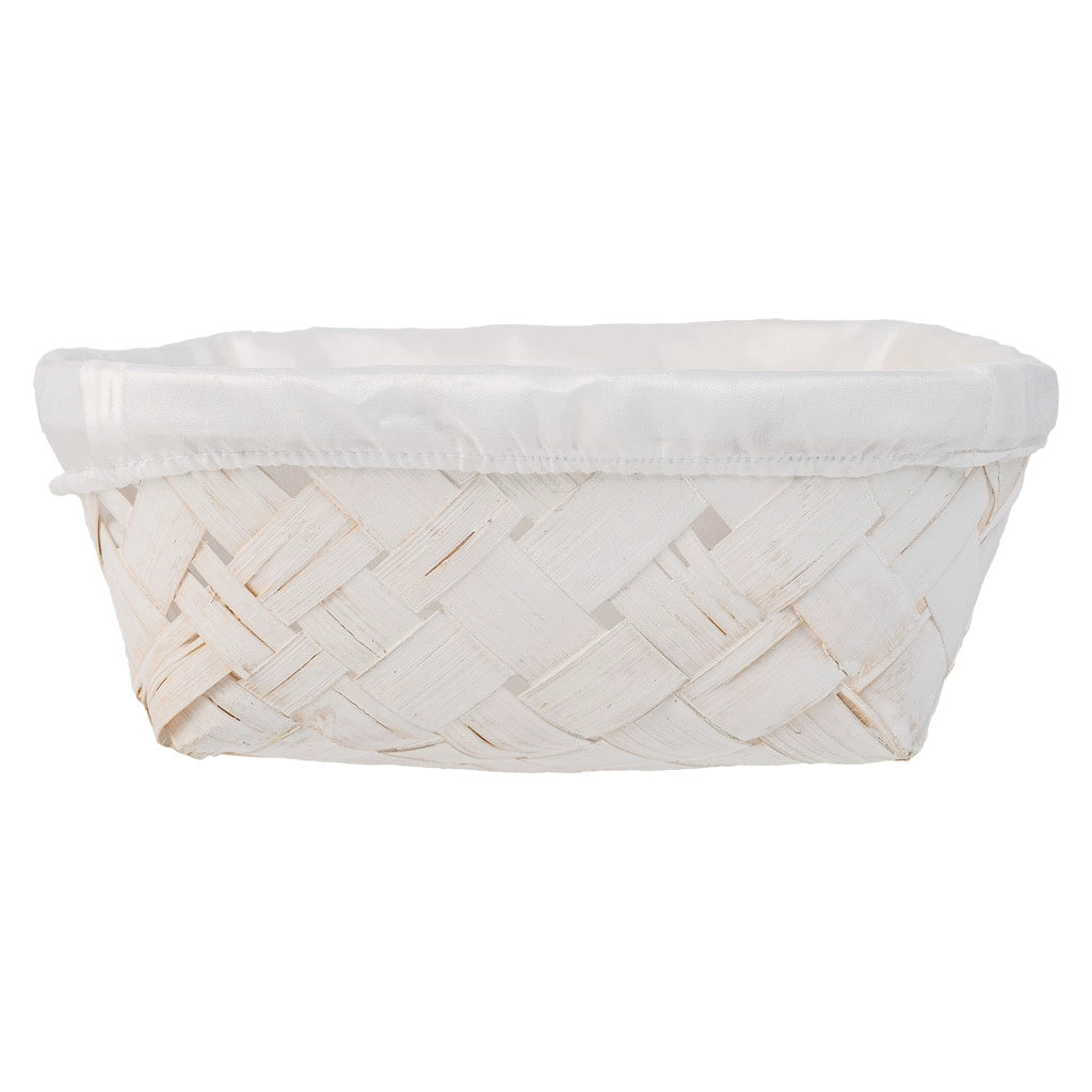 Vassoio in bambù foderato bianco 29,5x20x7h