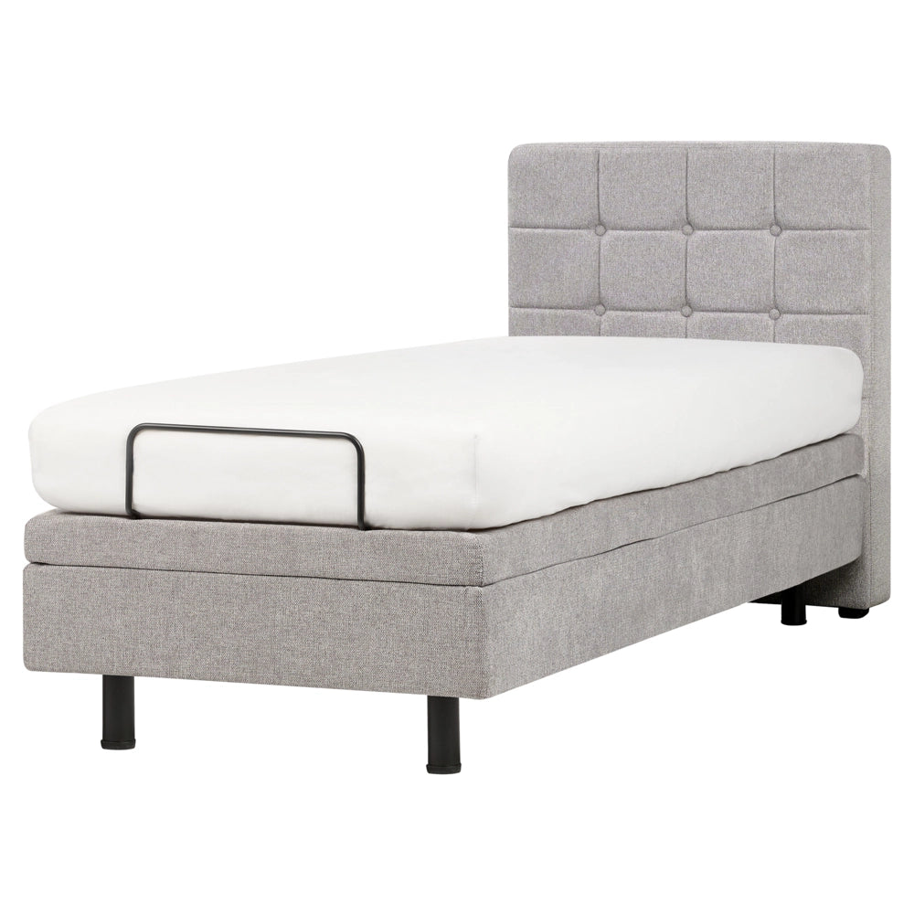 Letto Tessuto Grigio Chiaro Elettrico Regolabile con Telecomando 80 x 200 cm