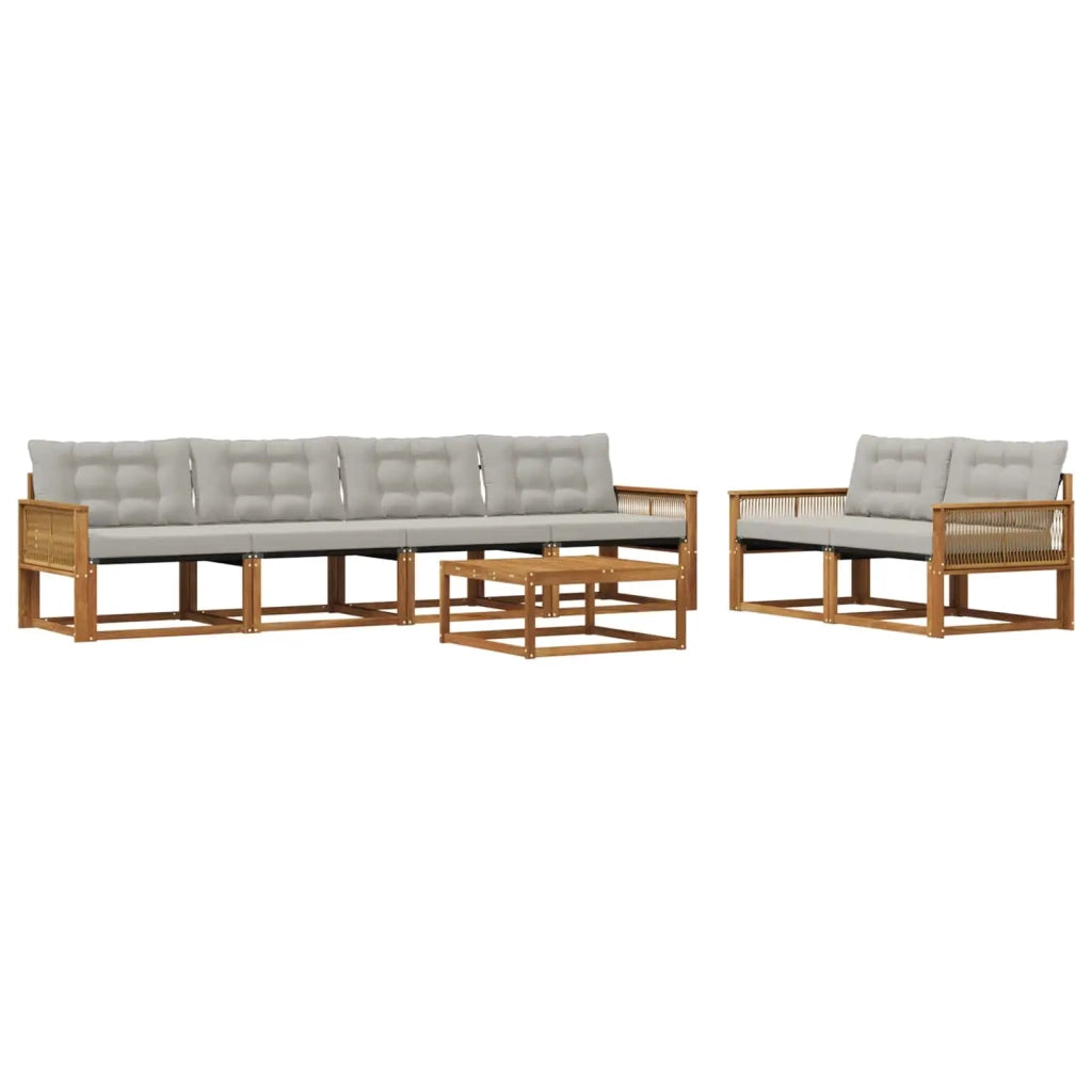 Set di divani da esterno 7 pcs Naturale e Grigio Chiaro 3381267