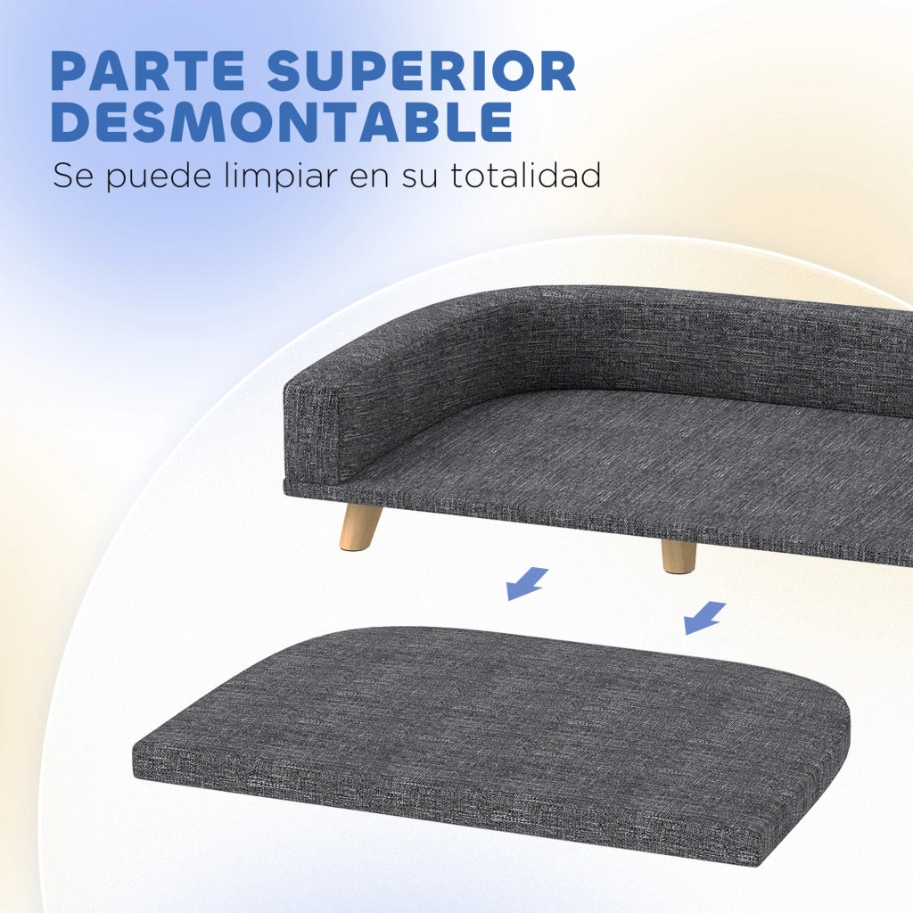 Letto per Cani Grande con Cuscino Lavabile ¨C zephmum ¨C Grigio Scuro Legno 98x67x25