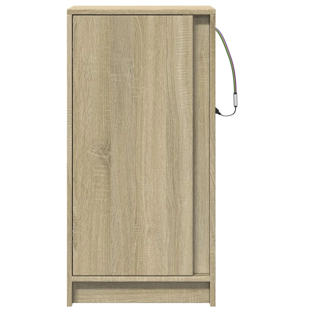 Buffet credenza cassettiera mobiletto mobile contenitore organizer per cucina soggiorno salotto con illuminazione a LED finitura rovere Sonoma 42,5 x 34 x 85 cm legno ingegnerizzato marrone 02_0029796