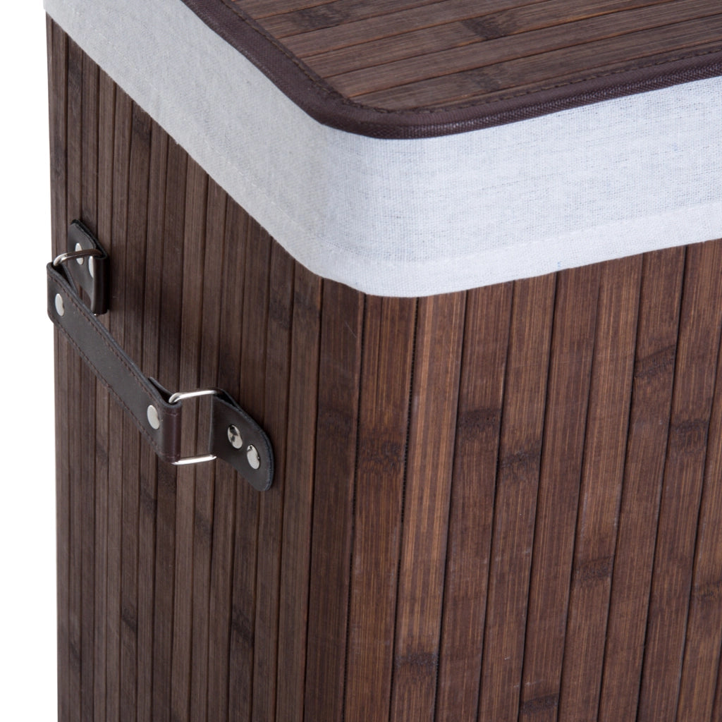 Portabiancheria pieghevole con coperchio in bambù, 72L, 40x30x60 cm, marrone scuro