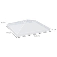 Copertura per Gazebo 3x3 m in PVC Impermeabile e Trasparente con Corde di Sicurezza, 300x300x80 cm
