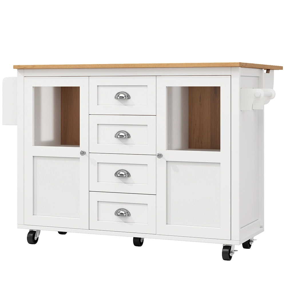 Isola cucina - Xylo - 120x73x93cm 2 porte 4 cassetti bianco/nero