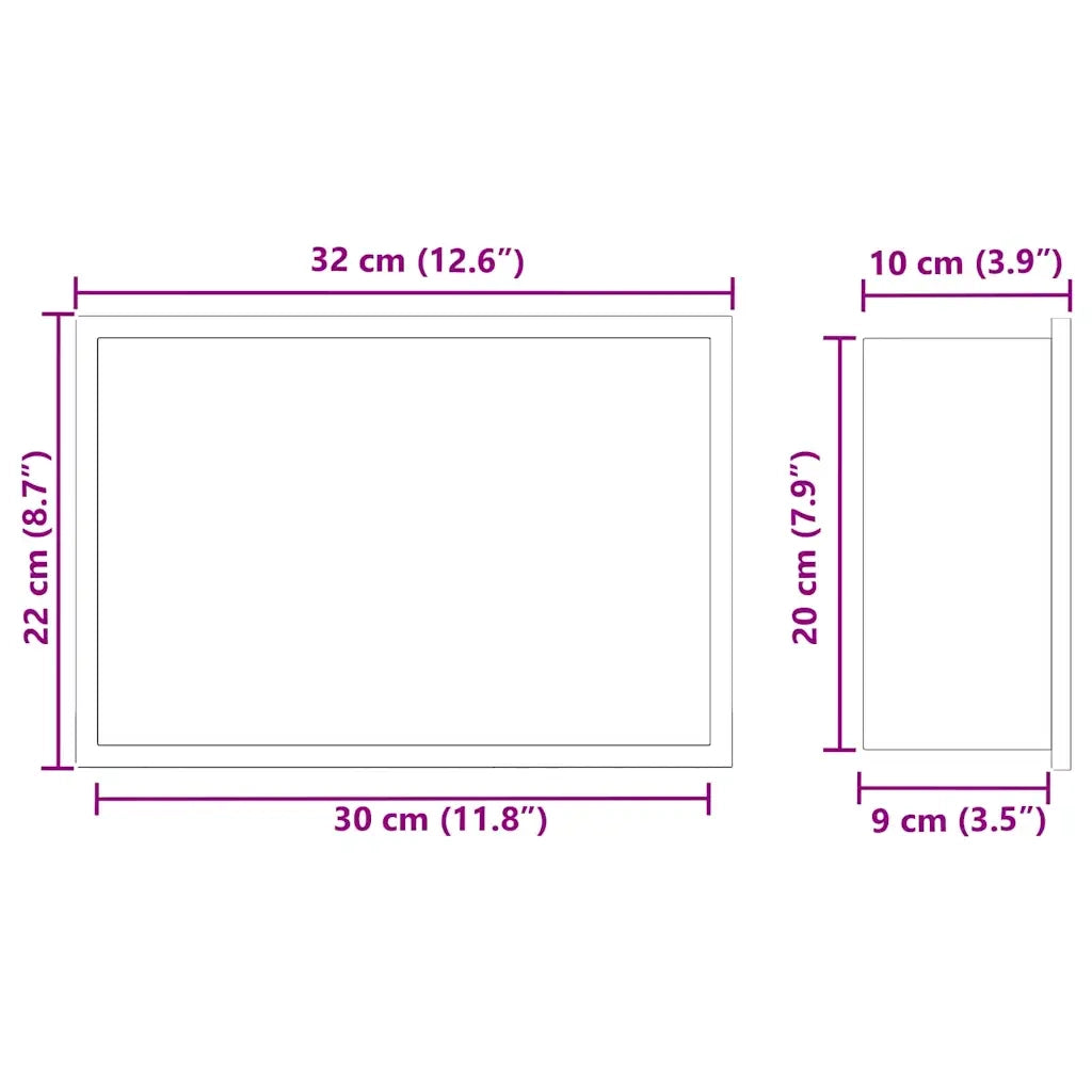 vidaXL Nicchia per doccia Nero 30 x 20 x 9.5 cm Acciaio inossidabile