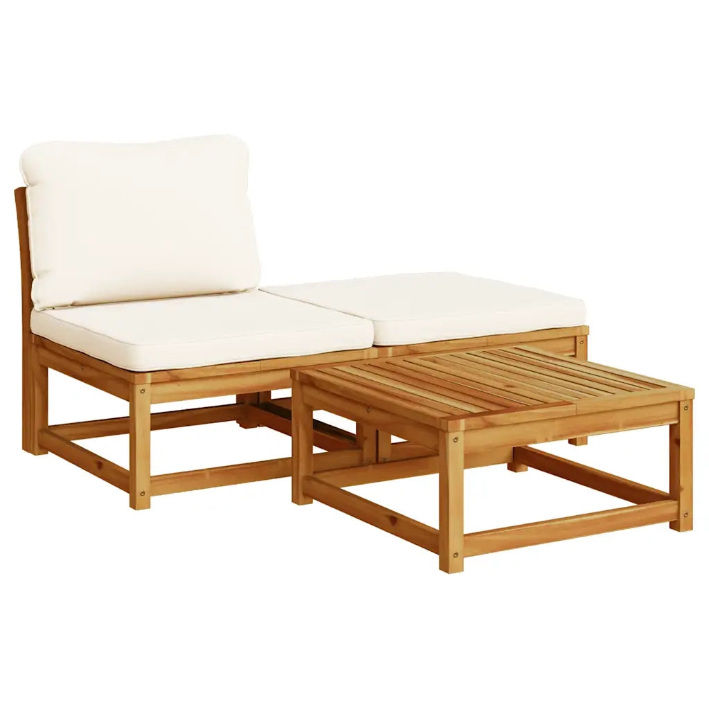 Set Salotto da Giardino 5 pz con Cuscini Legno Massello Acacia