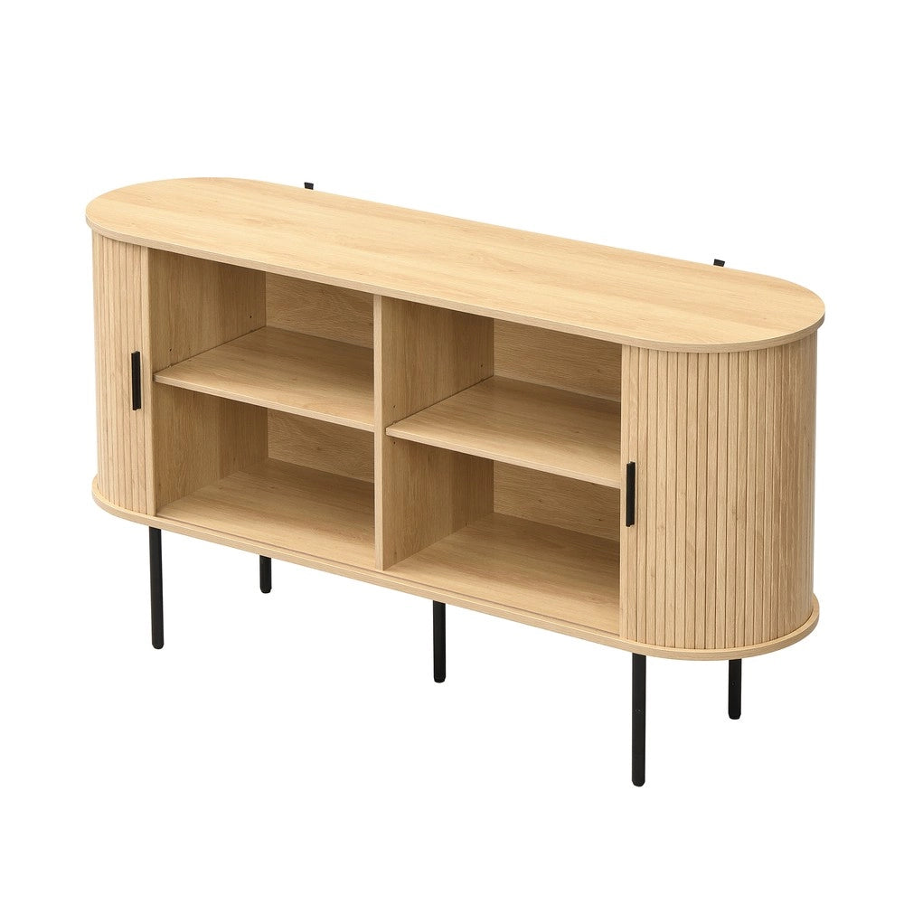 Credenza con Ante a Tapparella ¨C MINIMAL ¨C Bianco, Metallo, Gambe in Ferro