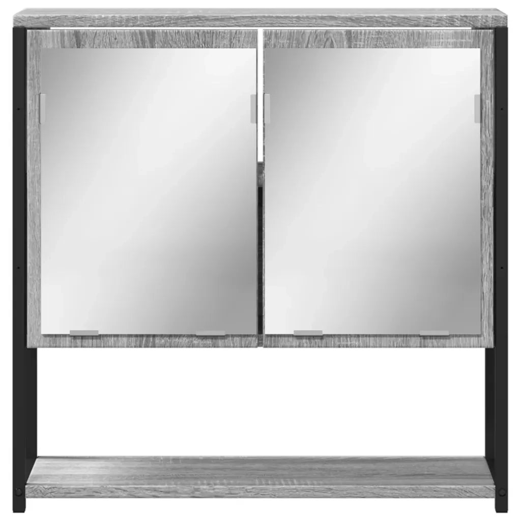 Mobile Specchio da Bagno-Armadietto a Specchio da Bagno Grigio Sonoma 60x16x60 cm Multistrato 653451