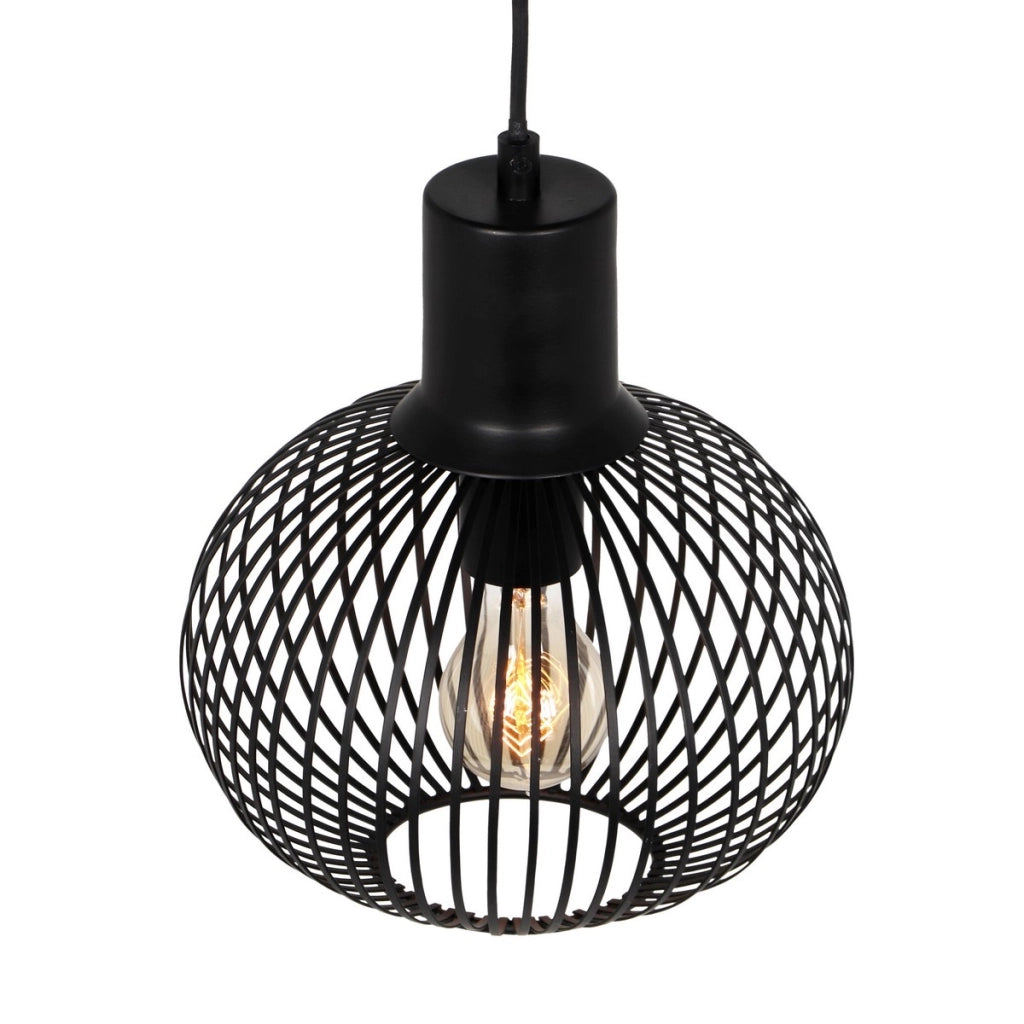 Lampada a sospensione loft nera sfera Ø23 E27 Trio Gila