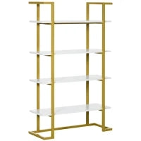 Mobile Libreria a 4 Livelli Rialzato e Multiuso, in MDF e Acciaio, 92x35x152cm