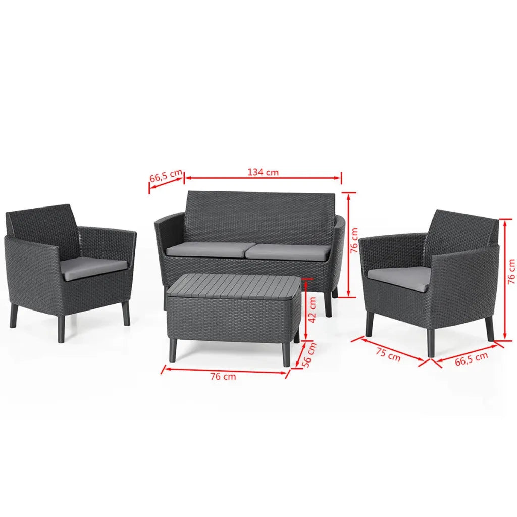 Keter Set Divani da Giardino 8 pz Salemo Grafite 236629 419999