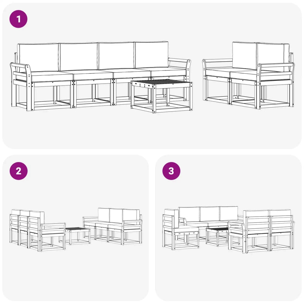 Set di divani da esterno 7 pz Bianco e Beige 3387282