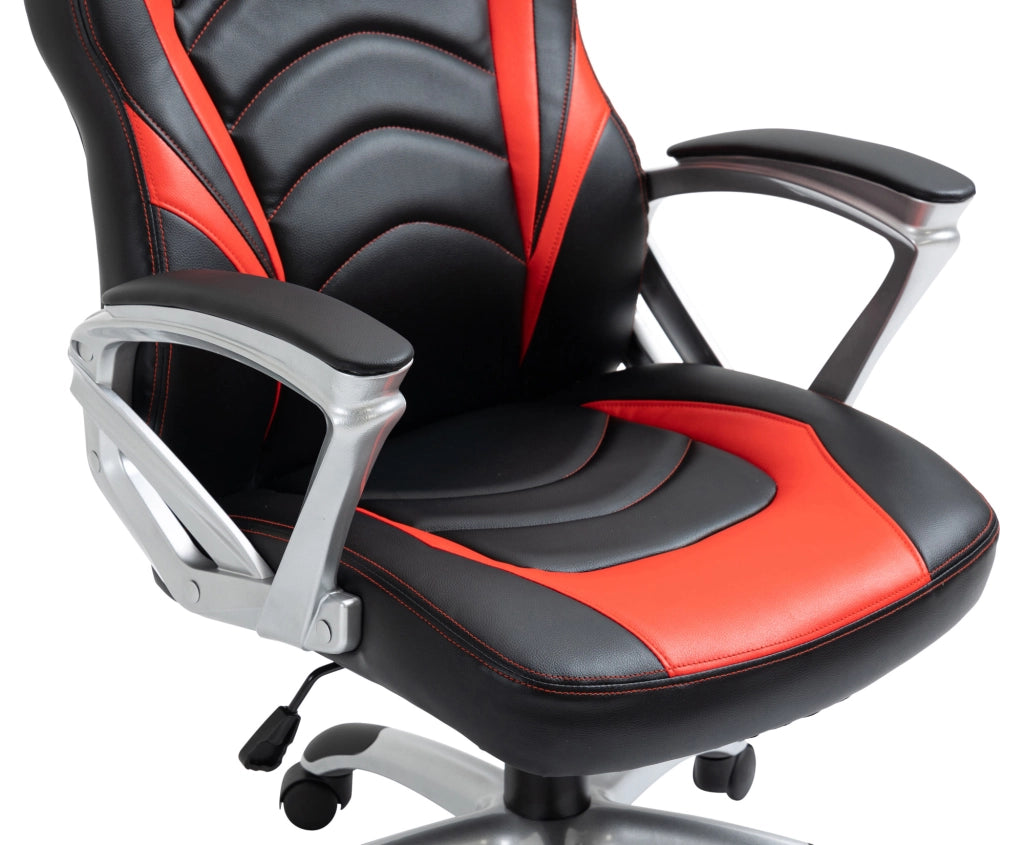 Sedia da ufficio Foxton in finta pelle nero/rosso