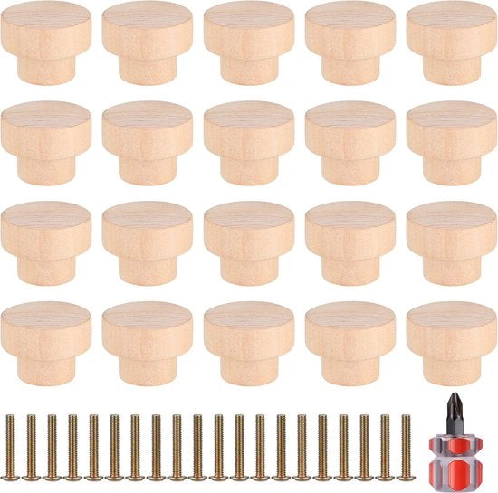 Set di maniglie in legno, maniglie di cassetti, maniglia di cassetto, maniglie in legno per cassetti, maniglie per cassetti, inclusi viti - 35mm