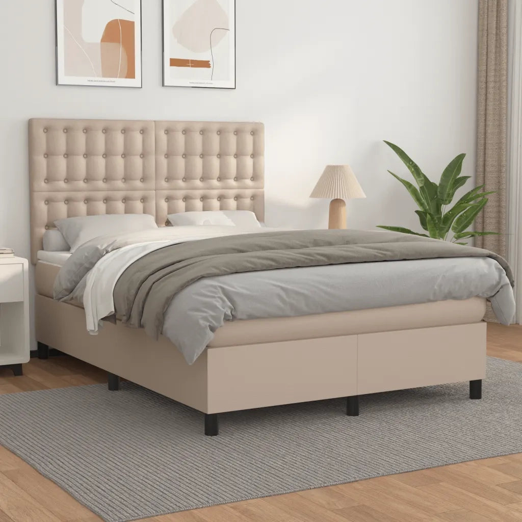 Giroletto a Molle con Materasso Cappuccino 140x200cm Similpelle cod mxl 59864