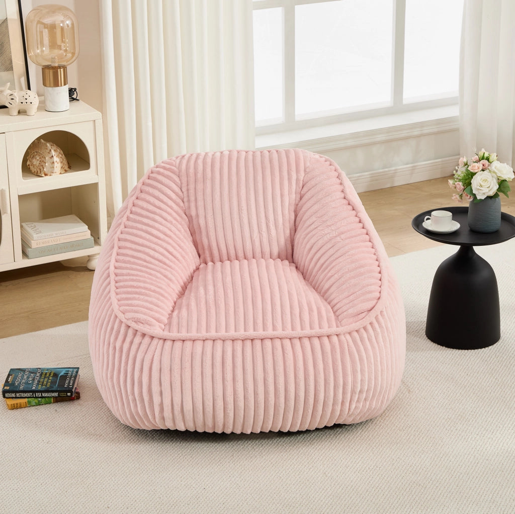 Poltrona a sacco 46x43x29 cm in ciniglia rosa, memory foam, facile da spostare –