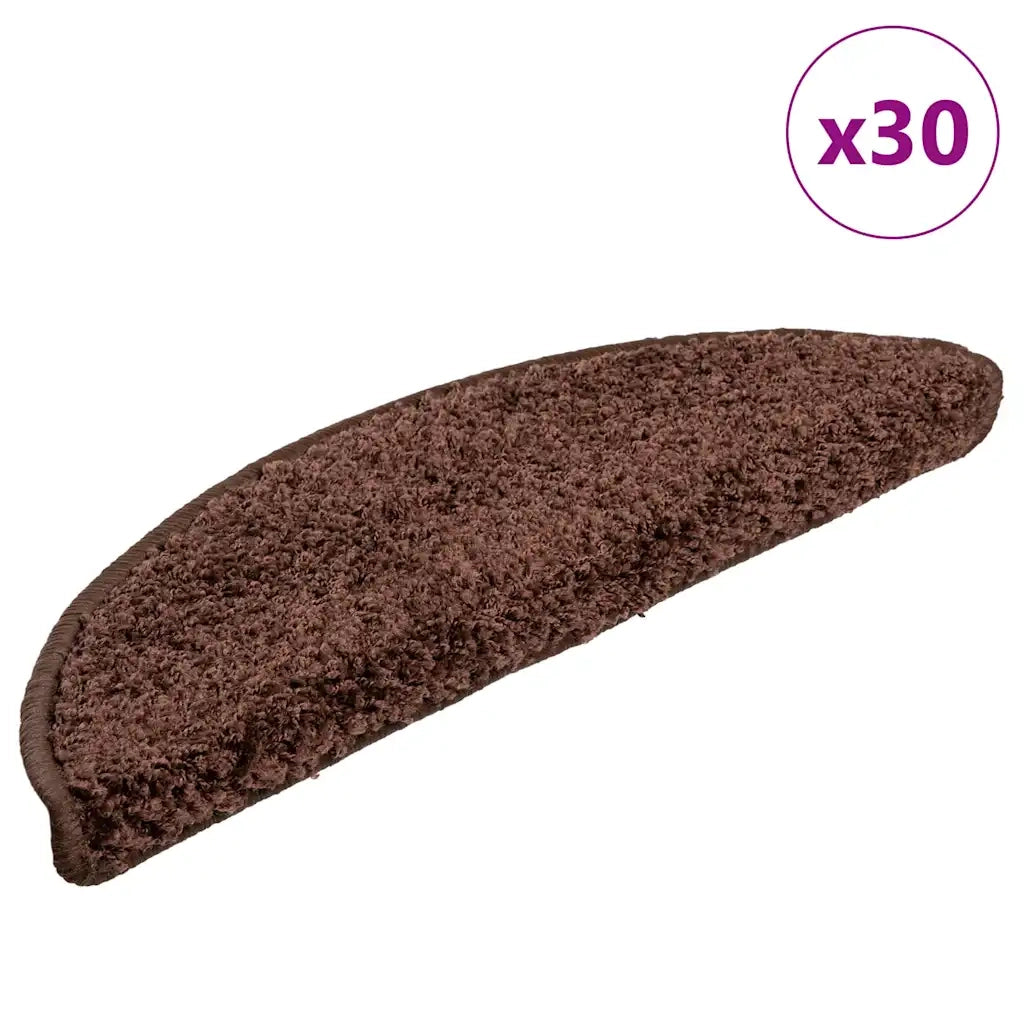 Tappetini per scale 30 pz 56x17x3 cm Marrone Semicircolari 3365802