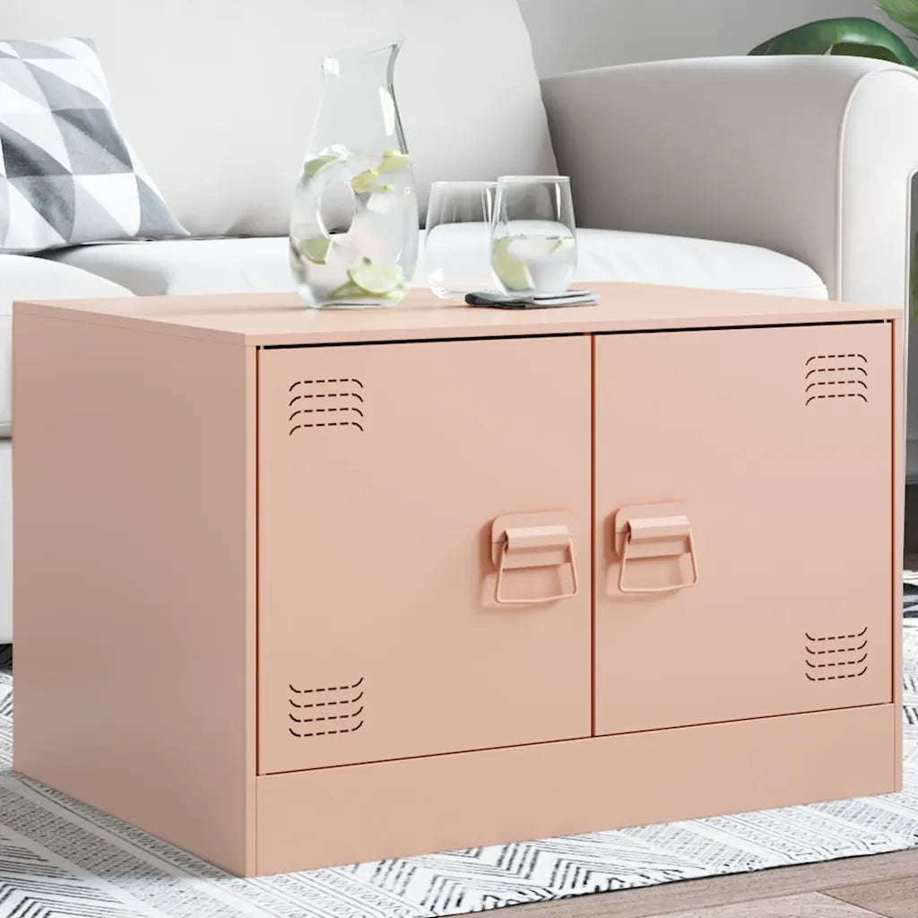 Tavolino da Salotto Rosa 67x50x44 cm in Acciaio 841728