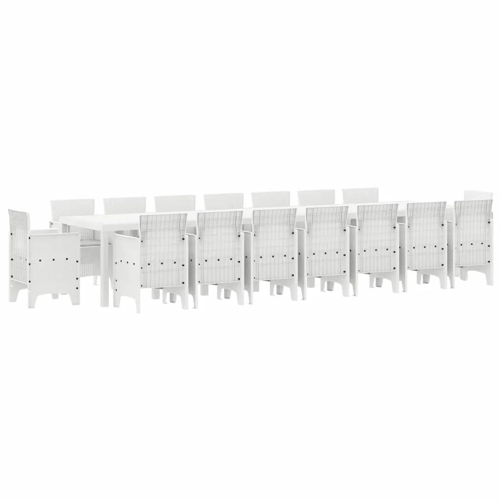 Set da pranzo da giardino con cuscini 17 pcs Bianco PP