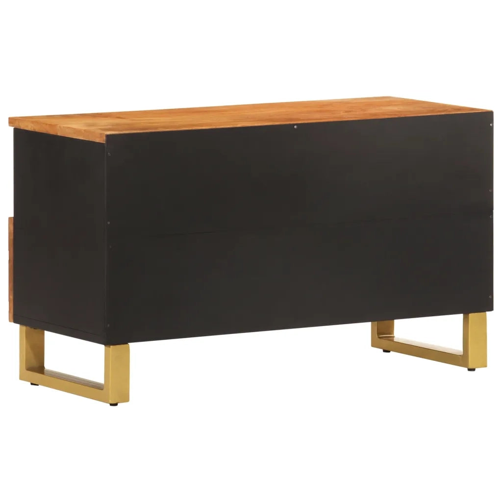 Mobile Porta TV Marrone e Nero 80x33,5x46 cm in Legno di Mango 356800