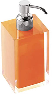 Dispensatore di Sapone per la Stanza da Bagno - Arancione - Resina Trasparente, 210 ml