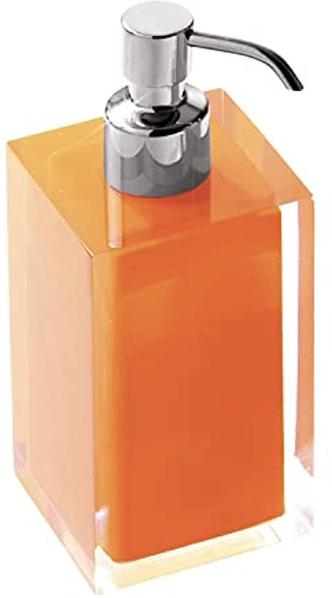 Dispensatore di Sapone per la Stanza da Bagno - Arancione - Resina Trasparente, 210 ml