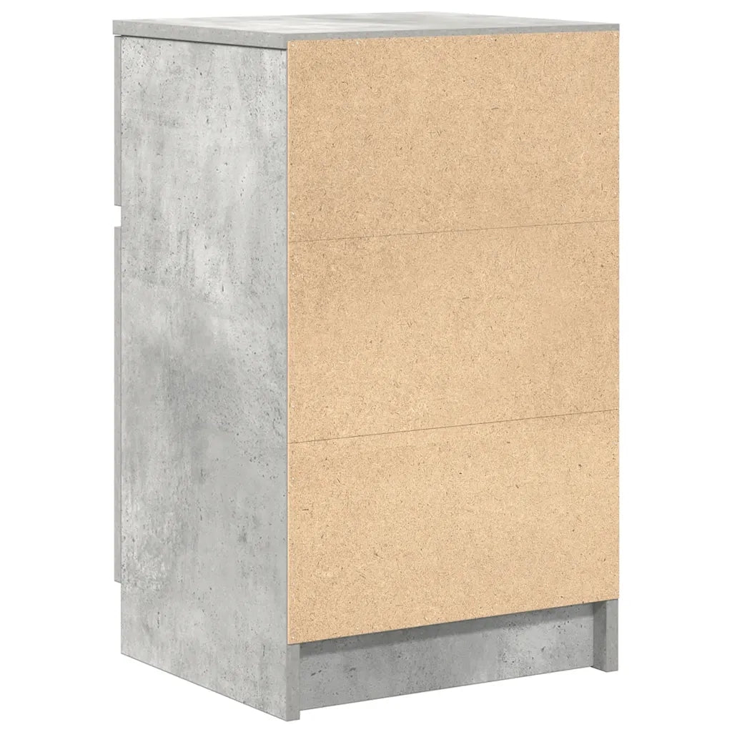 Comodini 2 pz-Set di 2 Tavolino da notte Grigio Cemento 39x35x65 cm in Legno Multistrato