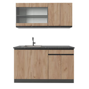 Vicco Cucina completa Quercia dorata/antracite 140 cm Forma a J