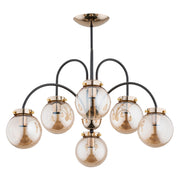 Lampadario Belize glamour nero-oro 6xE14 sfere ambra Alfa