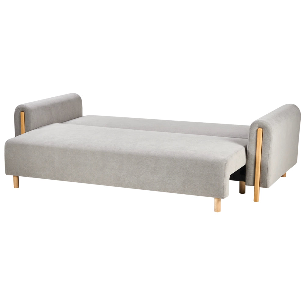 Divano letto in tessuto grigio Rivestito con meccanismo Click-Clack Sleeper con contenitore Stile minimalista con braccioli