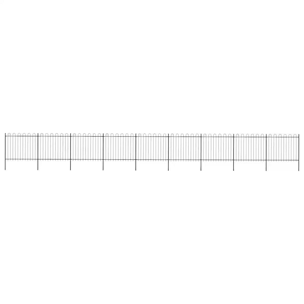 Recinzione da Giardino con Parte Superiore ad Anello in Acciaio 1506x150 cm Nero 277682