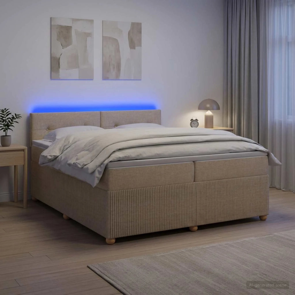 Letto box spring con materasso Crema 200 x 200 cm Tessuto 3453014