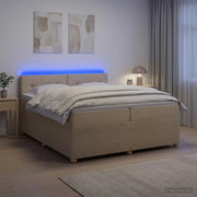 Letto box spring con materasso Crema 200 x 200 cm Tessuto 3453014