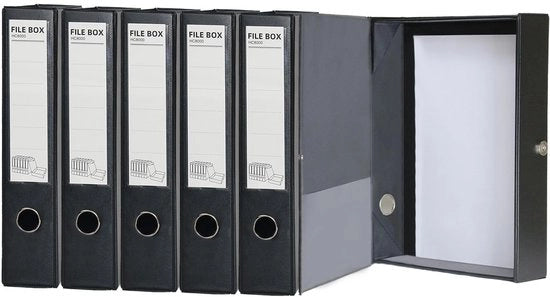 Scatola archiviazione A4, 6 scatole di documenti A4 in plastica, larghezza 65 mm, scatola archiviazione per ufficio (nero)