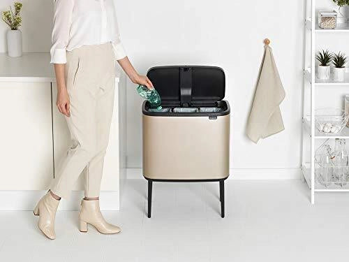Brabantia 304644 Bo Touch Bin Pattumiera 3x11 litri Acciaio Inox con Apertura Soft-Touch e Secchi Rimovibili colore Metallic Gold