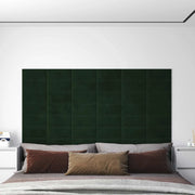 Testiera da Parete 12 pcs Verde Scuro 30 x 15 cm Velluto 42020529