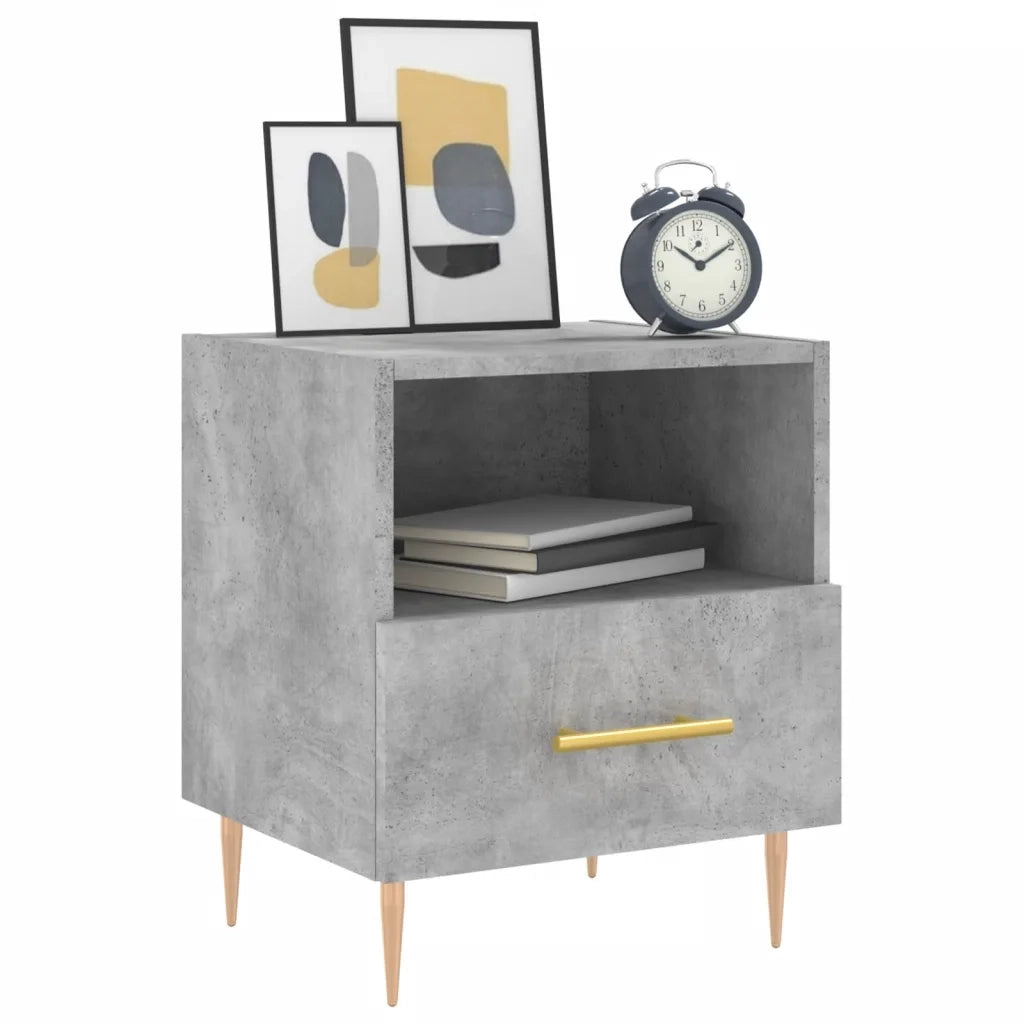 Comodini 2 pz-Set di 2 Tavolino da notte Grigio Cemento 40x35x47,5 cm in Legno Multistrato 738527