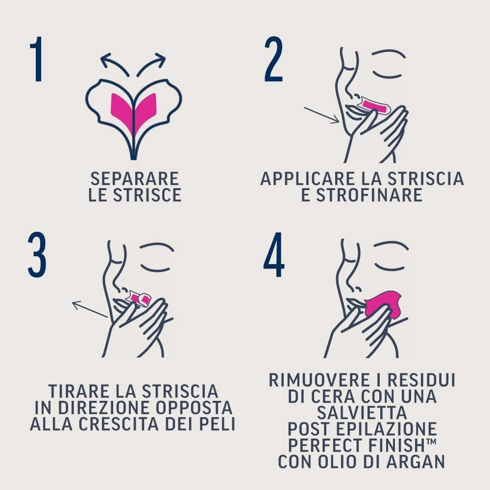 VEET STRICE DEPILATORIE VISO PER PELLI NORMALI CON BURRO DI KARITÈ 12 STRISCE (6X2 STRISCE) + 2 SALVIETTE POST-EPILAZIONE