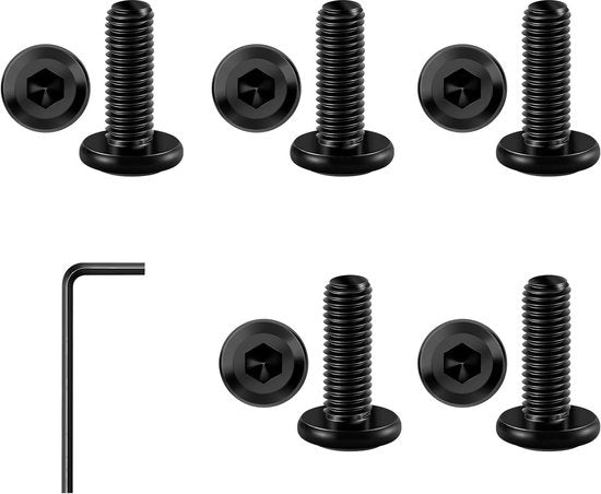 M6 x 16 viti a flangia piana, 30 pezzi, testa piatta, acciaio inossidabile A2 V2A, rivettatura completa, verniciatura nera ossido con chiave a lama di lupo.