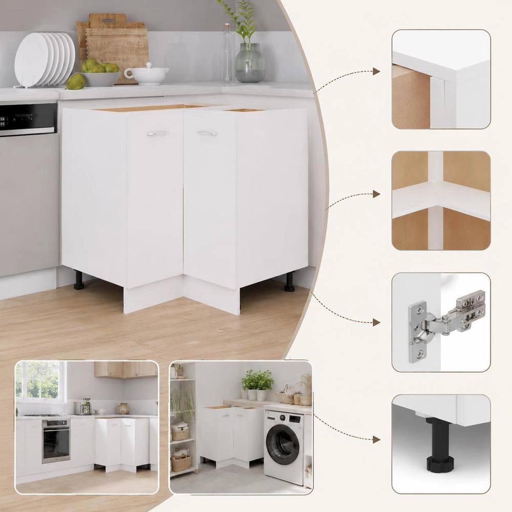 Corner Base Cabinet Lyon White 75.5x75.5x81.5 Cm Wood-based Material