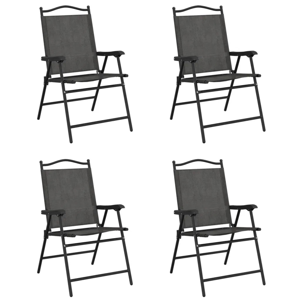 Sedie Giardino Pieghevoli 4 pz Grigio Mélange Acciaio Textilene 3157287