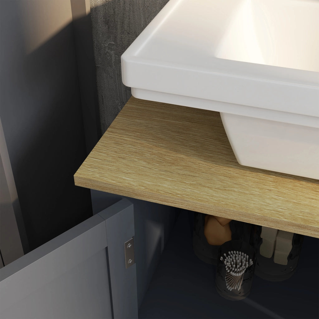 EasyComfort Mobile Sottolavabo in Truciolato e MDF a 2 Ante con Ripiano Interno Regolabile, 60x30x60 cm, Grigio