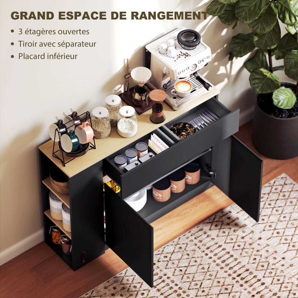 Credenza con cassetti e ante ¨C zephmum ¨C 110x29.5x82 cm nero