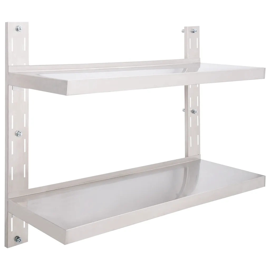 Mensola | Ripiano | Scaffale a Sospensione a 2 Livelli in Acciaio Inox 100x30 cm