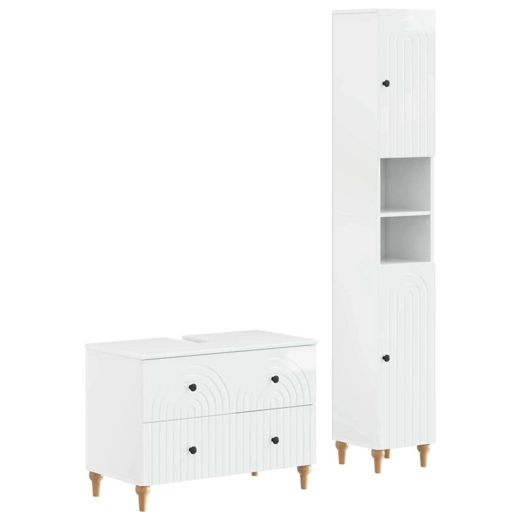 Set di Armadi da Bagno da 2 Pezzi ALKMAAR Bianco Lucido 3417508